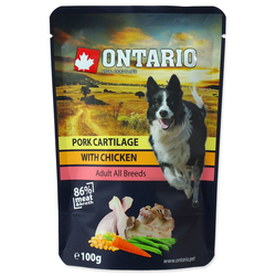 Kapsička ONTARIO Dog Pork Cartilage with Chicken in Broth (100g)