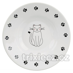 Keramická miska-talířek pro krátkonosé kočky, bílá 0,2l/15cm