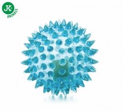 LED TPR míček s bodlinami modrý, odolná (gumová) hračka z termoplastické pryže