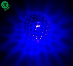 LED TPR míček s bodlinami modrý, odolná (gumová) hračka z termoplastické pryže