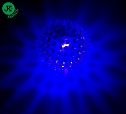 LED TPR míček s bodlinami modrý, odolná (gumová) hračka z termoplastické pryže