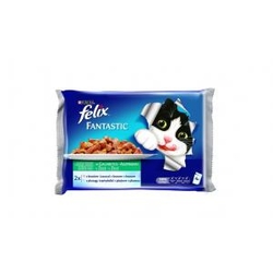 FELIX Fantastic - multipack s lososem a platýsem v želé 4x100g